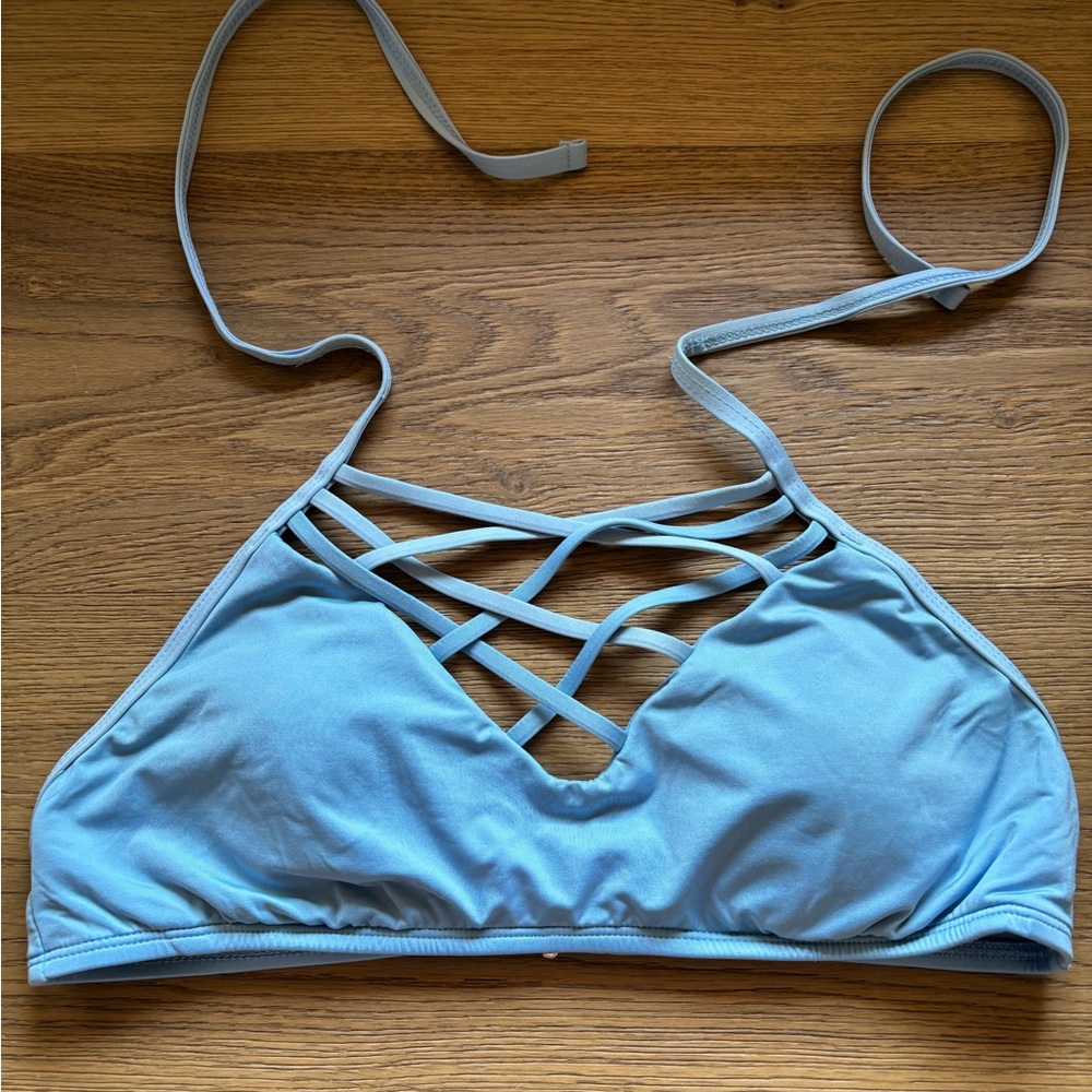 Mossimo Supply Co. Light Blue Crisscross Bikini Top